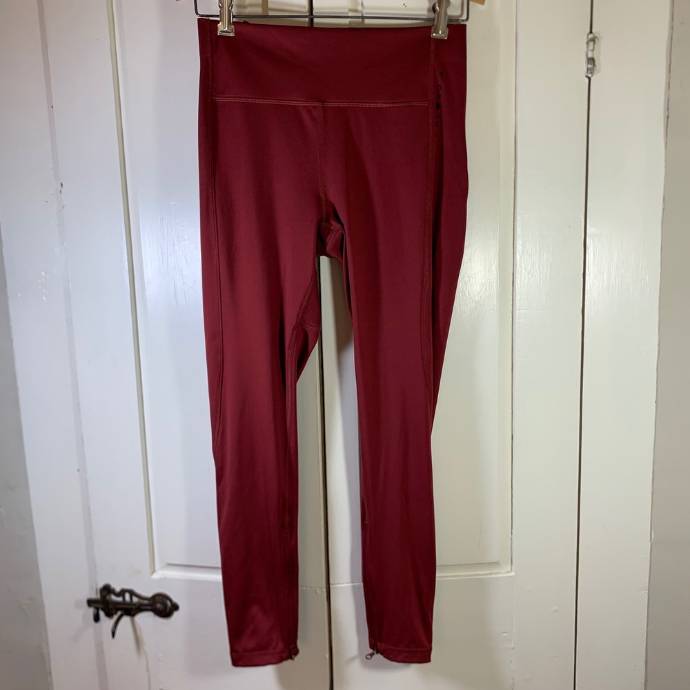 Adidas x Karlie Kloss Primeblue Training Leggings Burgundy Red Medium Ankle Zip